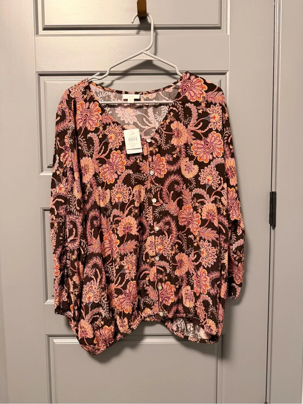 J. Jill Printed Crinkle-Textured Top XL Petite NWT